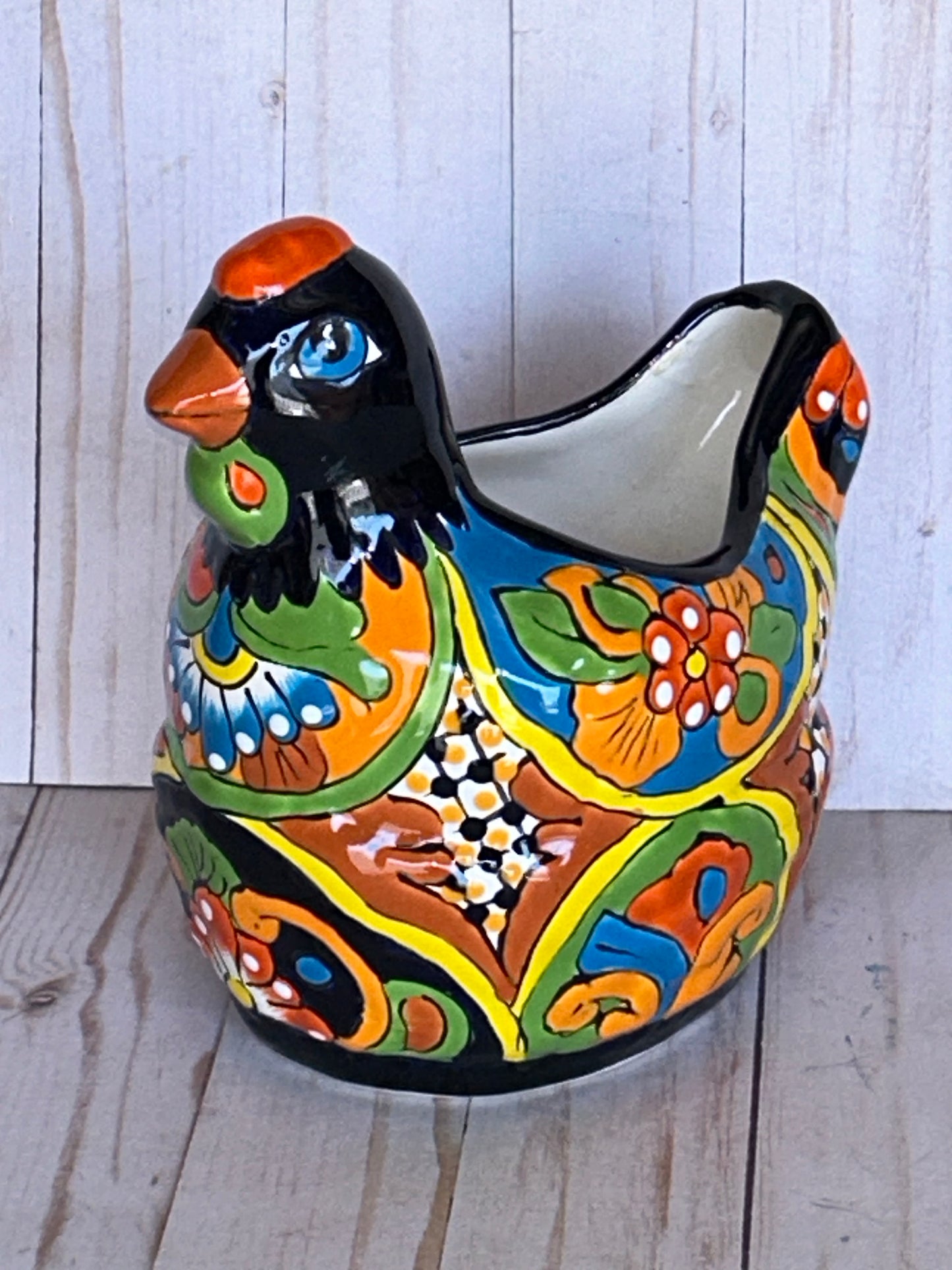 Colorful Talavera Chicken Planters