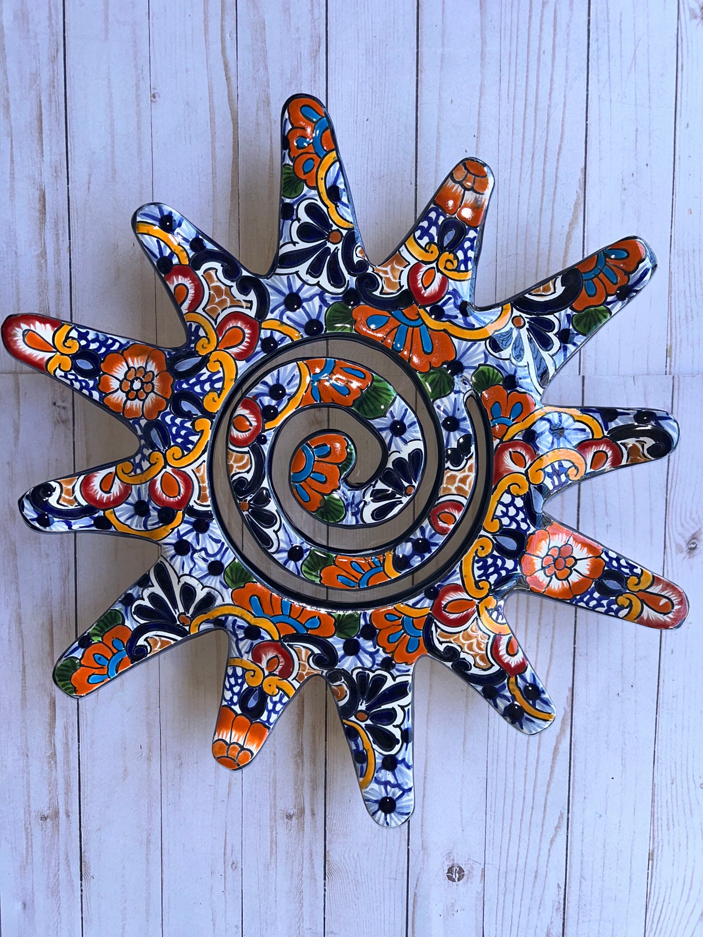 Bright Spiral Sun Talavera Ceramic