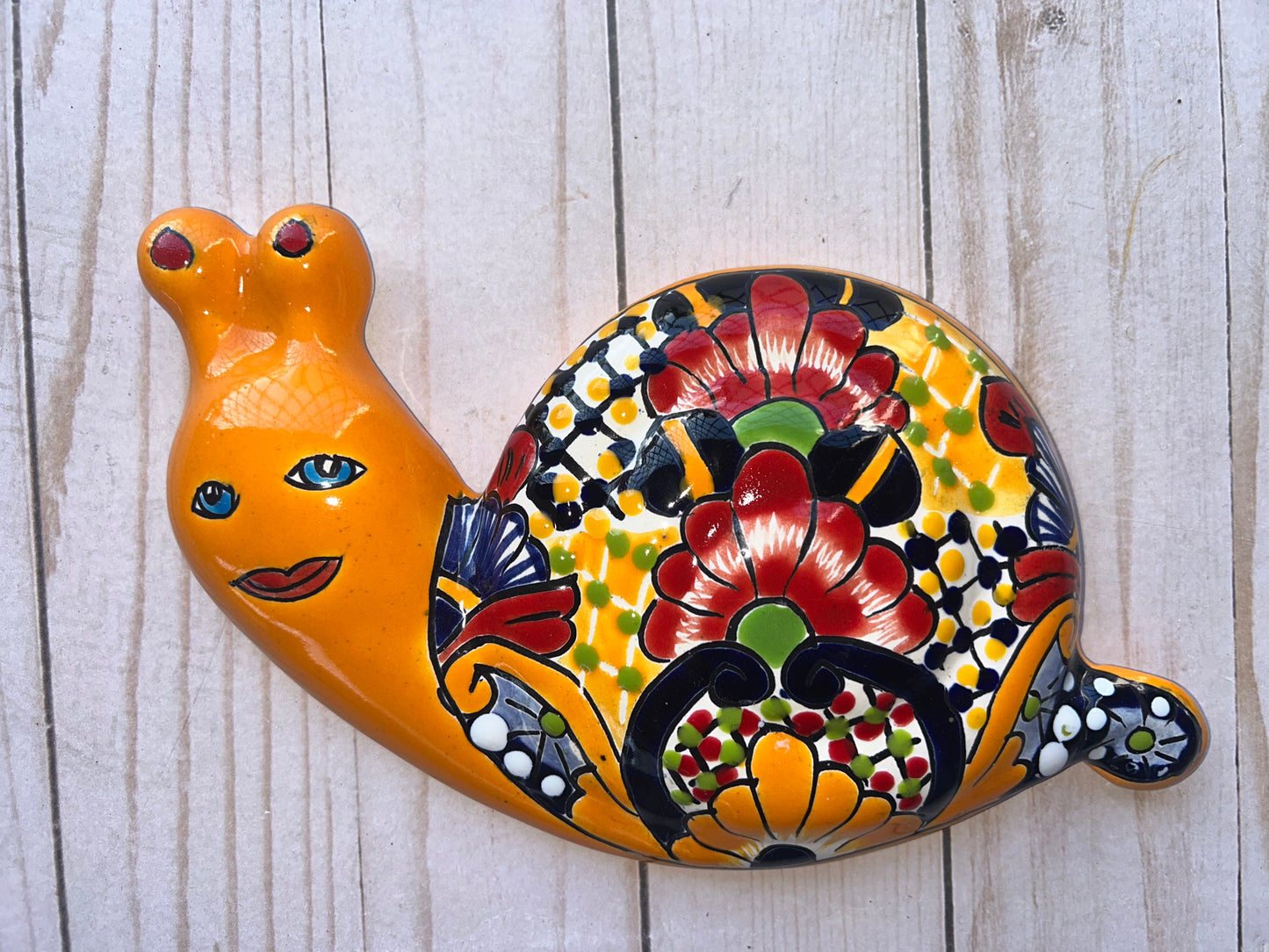 Hand-Painted Talavera Wall Snail Figurines