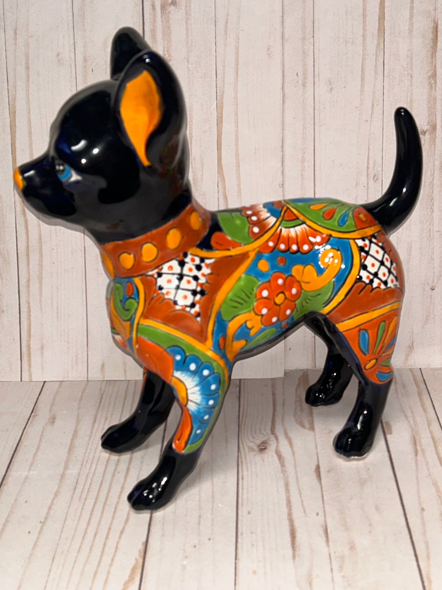 Adorable Large Talavera 13" Tall Ceramic Standing Chihuahua Dog