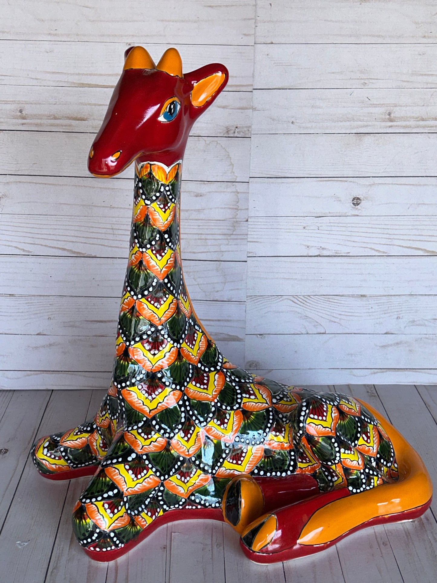 Hand-Painted Talavera Giraffe – Mexican Folk Art Ceramic Figurine