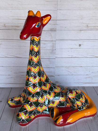 Hand-Painted Talavera Giraffe – Mexican Folk Art Ceramic Figurine