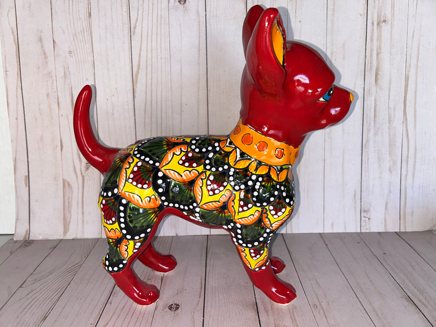 Adorable Large Talavera 13" Tall Ceramic Standing Chihuahua Dog