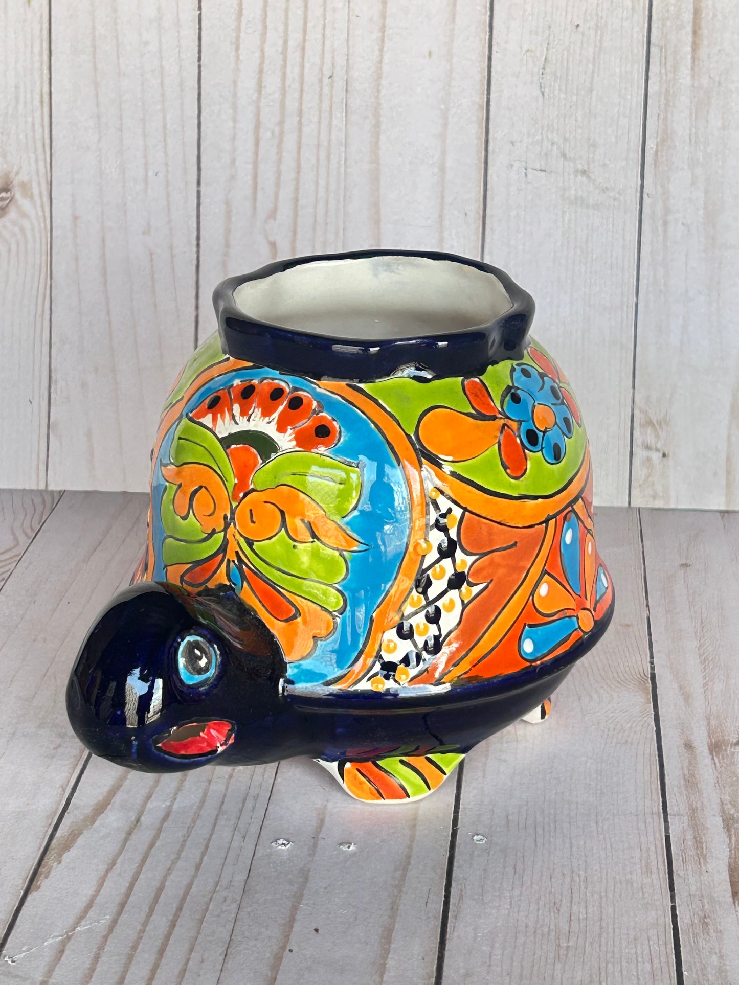 Talavera Turtle Planter- Handmade Mexican Ceramic Flower Pot