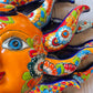 Handcrafted Large Talavera Sun Face Wall Art – Mexican Ceramic Decor, Vibrant Folk Art
