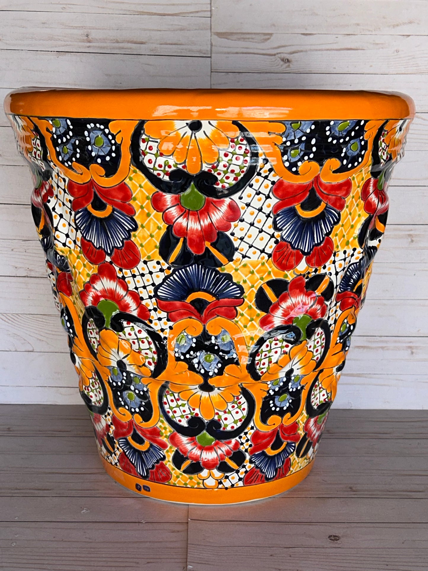 Jumbo Extra Large Handcrafted Talavera Planter – 21”H x 21” Top Diameter x 12.5” Bottom Diameter