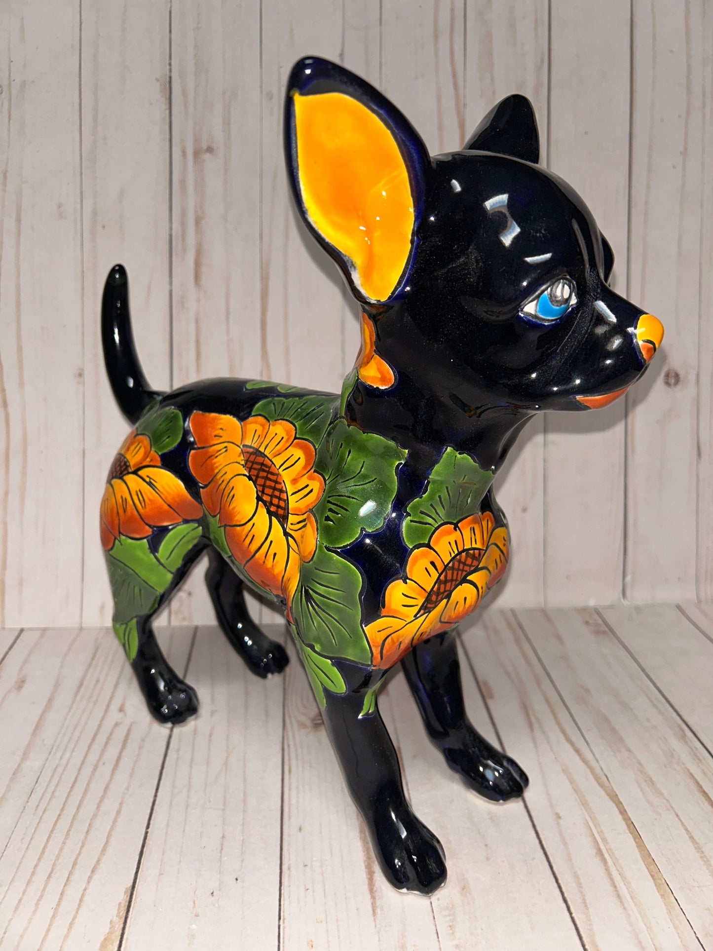 Adorable Large Talavera 13" Tall Ceramic Standing Chihuahua Dog