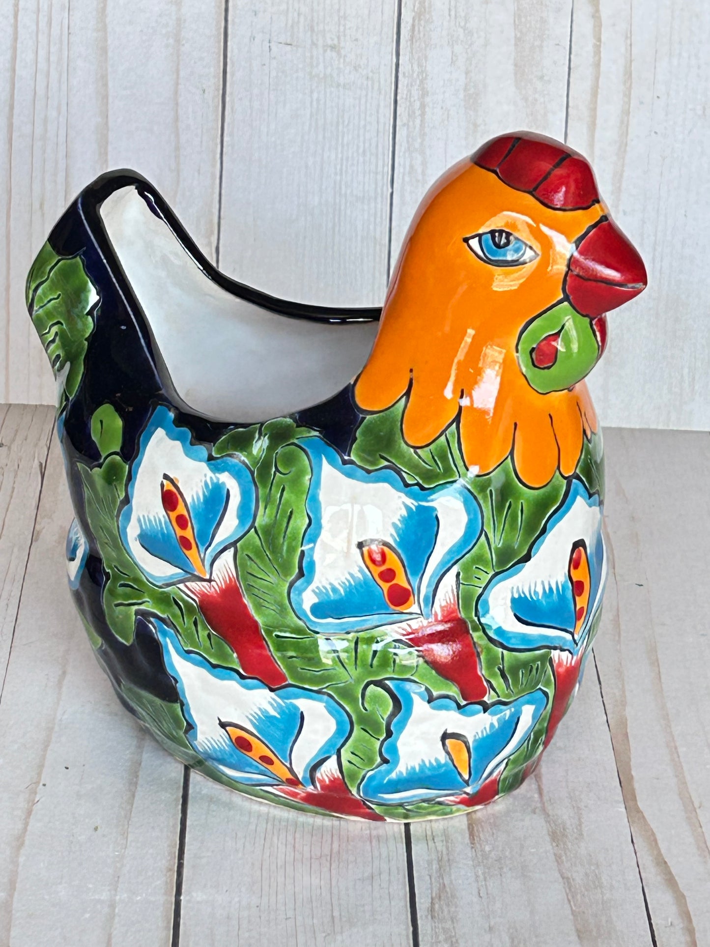Handmade Talavera Ceramic Chicken Planters