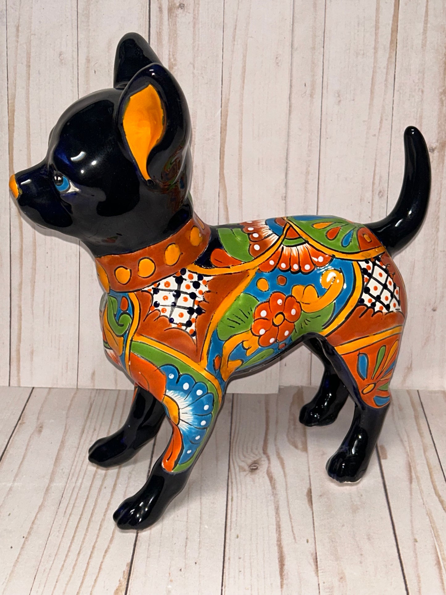 Adorable Large Talavera 13" Tall Ceramic Standing Chihuahua Dog