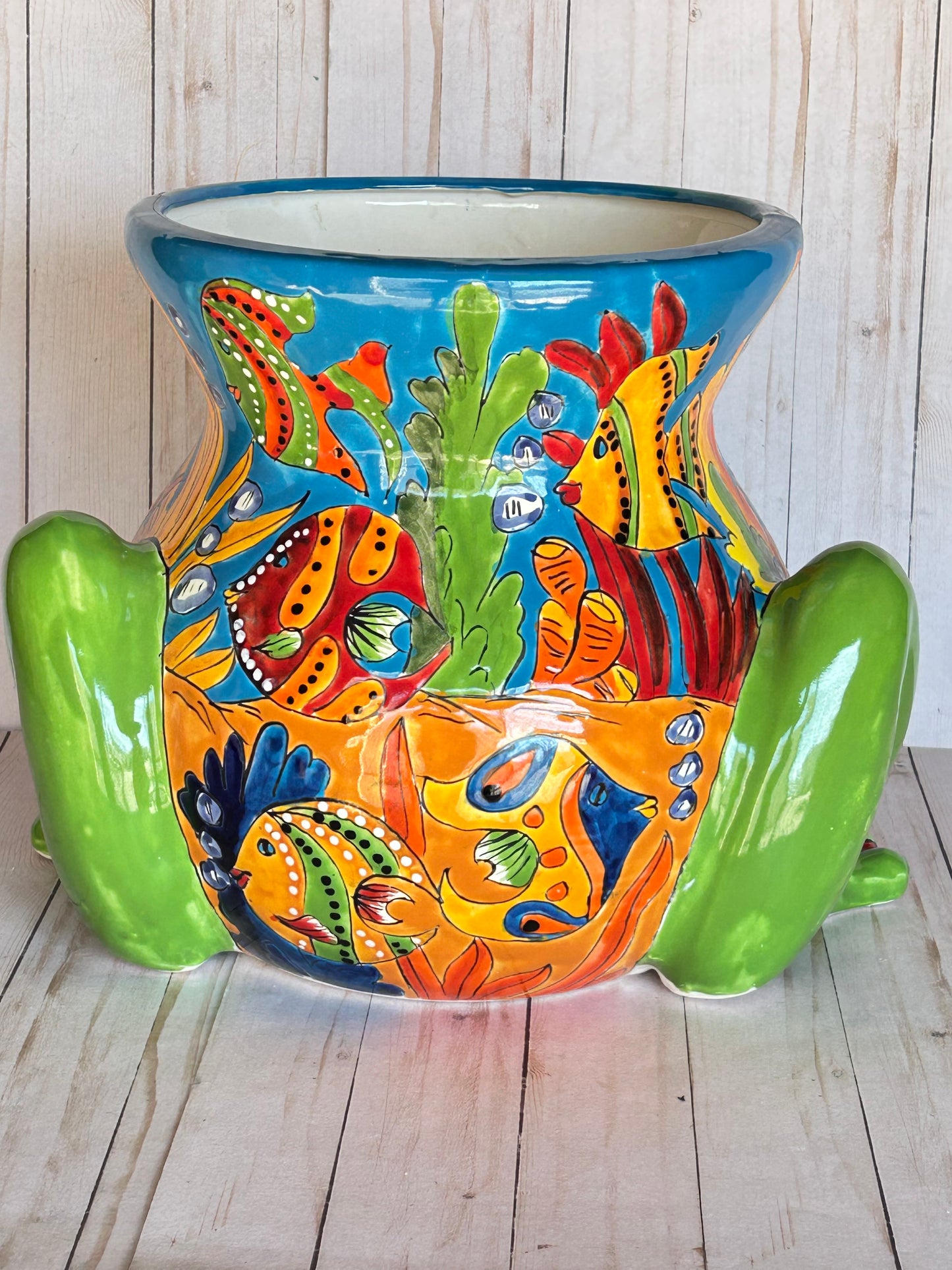 Talavera Frog Planter – Handmade Mexican Ceramic Frog Flower Pot