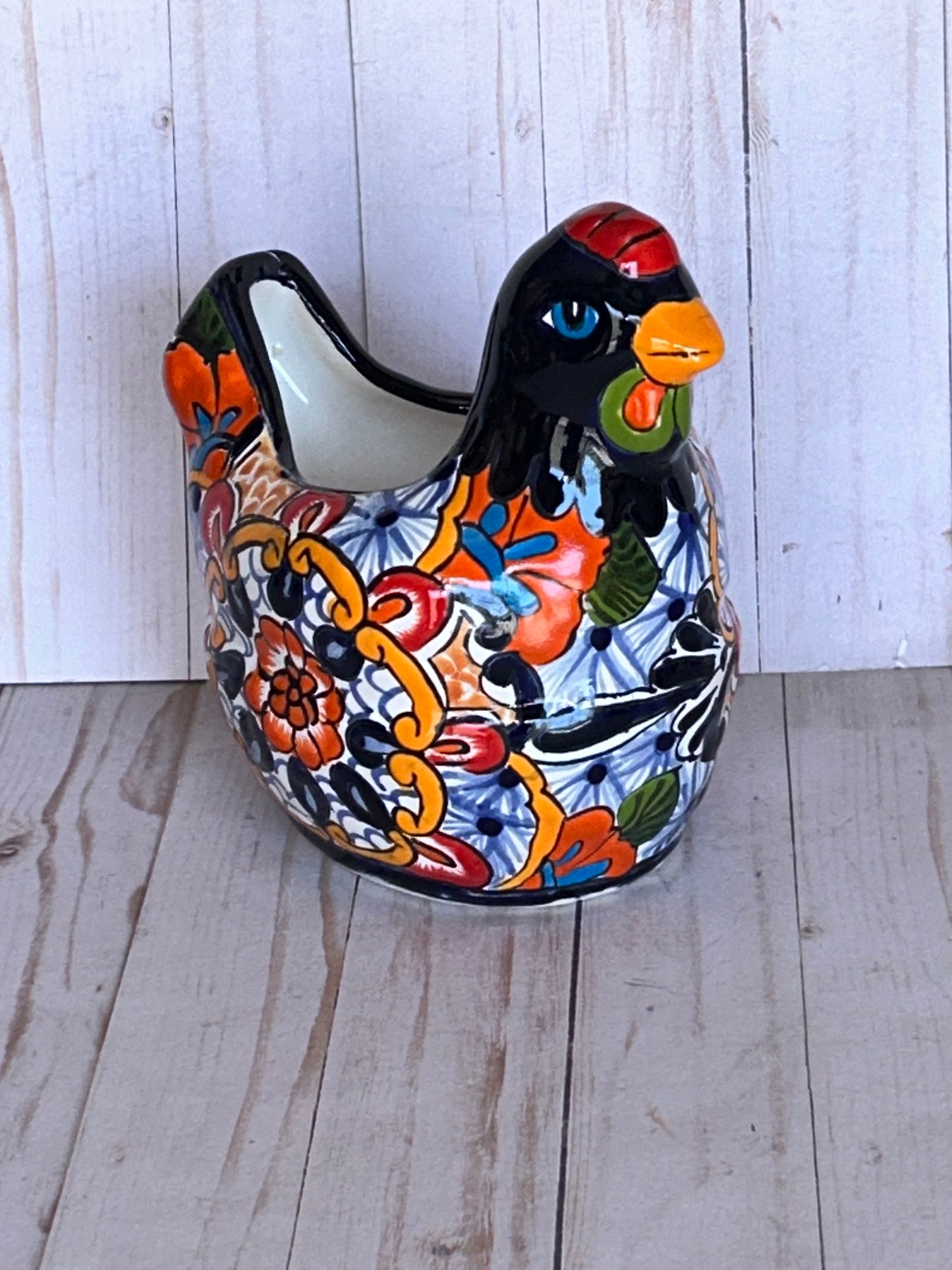 Colorful Talavera Chicken Planters