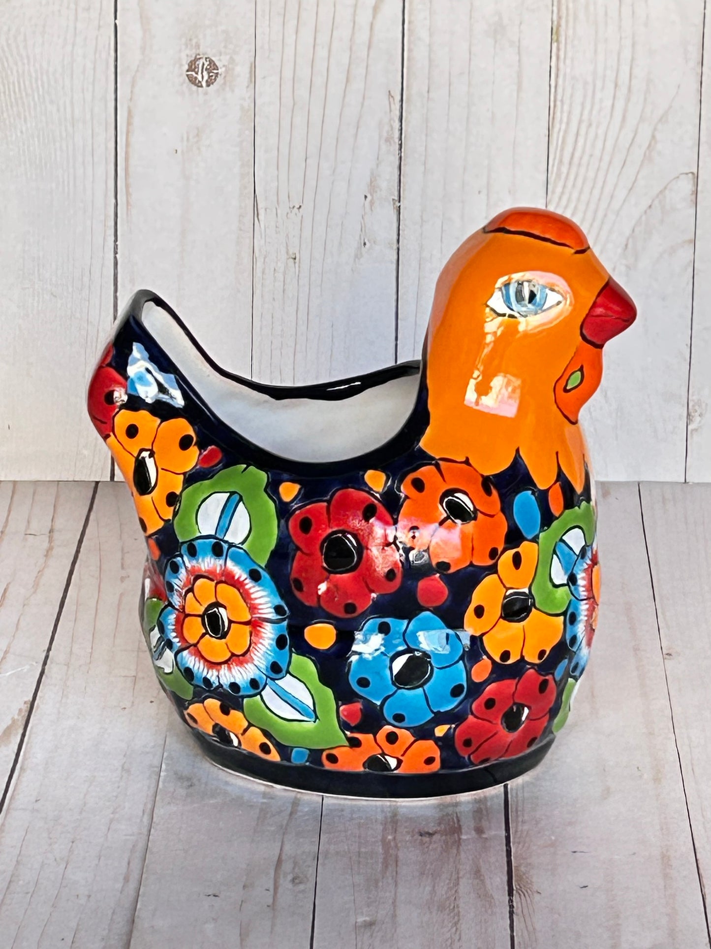 Handmade Talavera Ceramic Chicken Planters