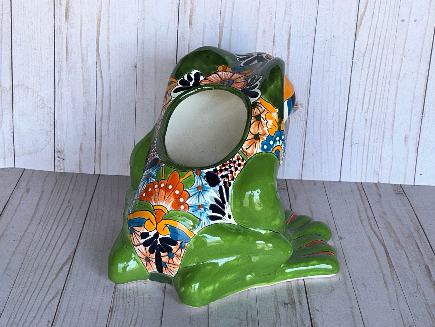 Talavera Flower Planter Frog