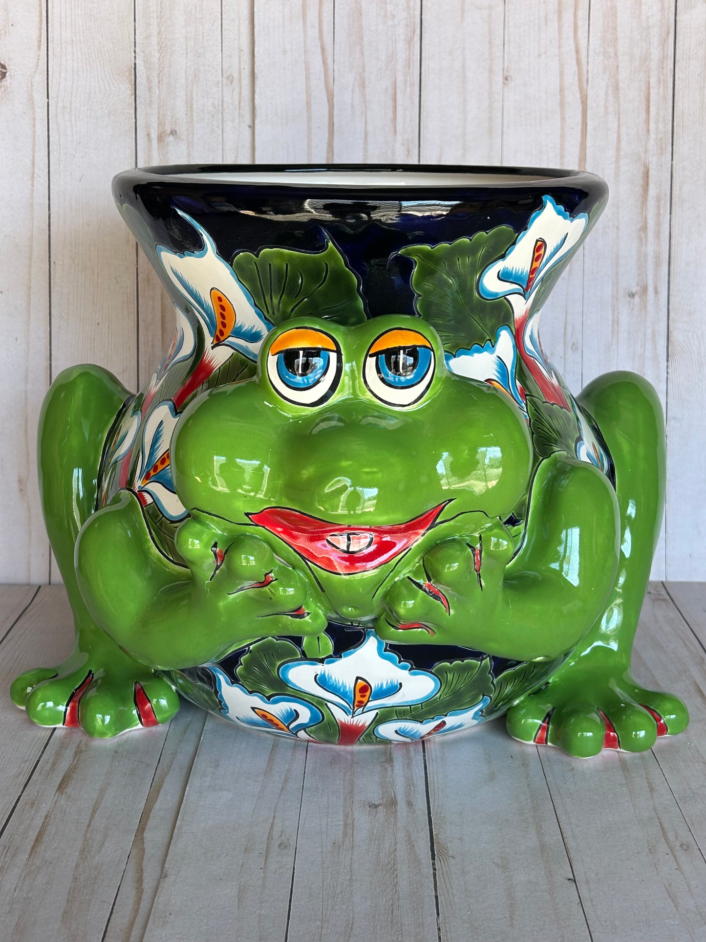 Talavera Frog Planter – Handmade Mexican Ceramic Frog Flower Pot