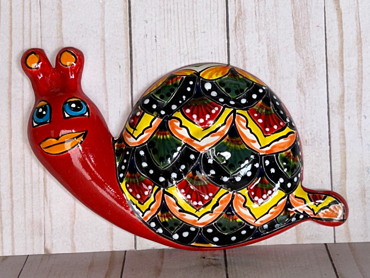 Hand-Painted Talavera Wall Snail Figurines