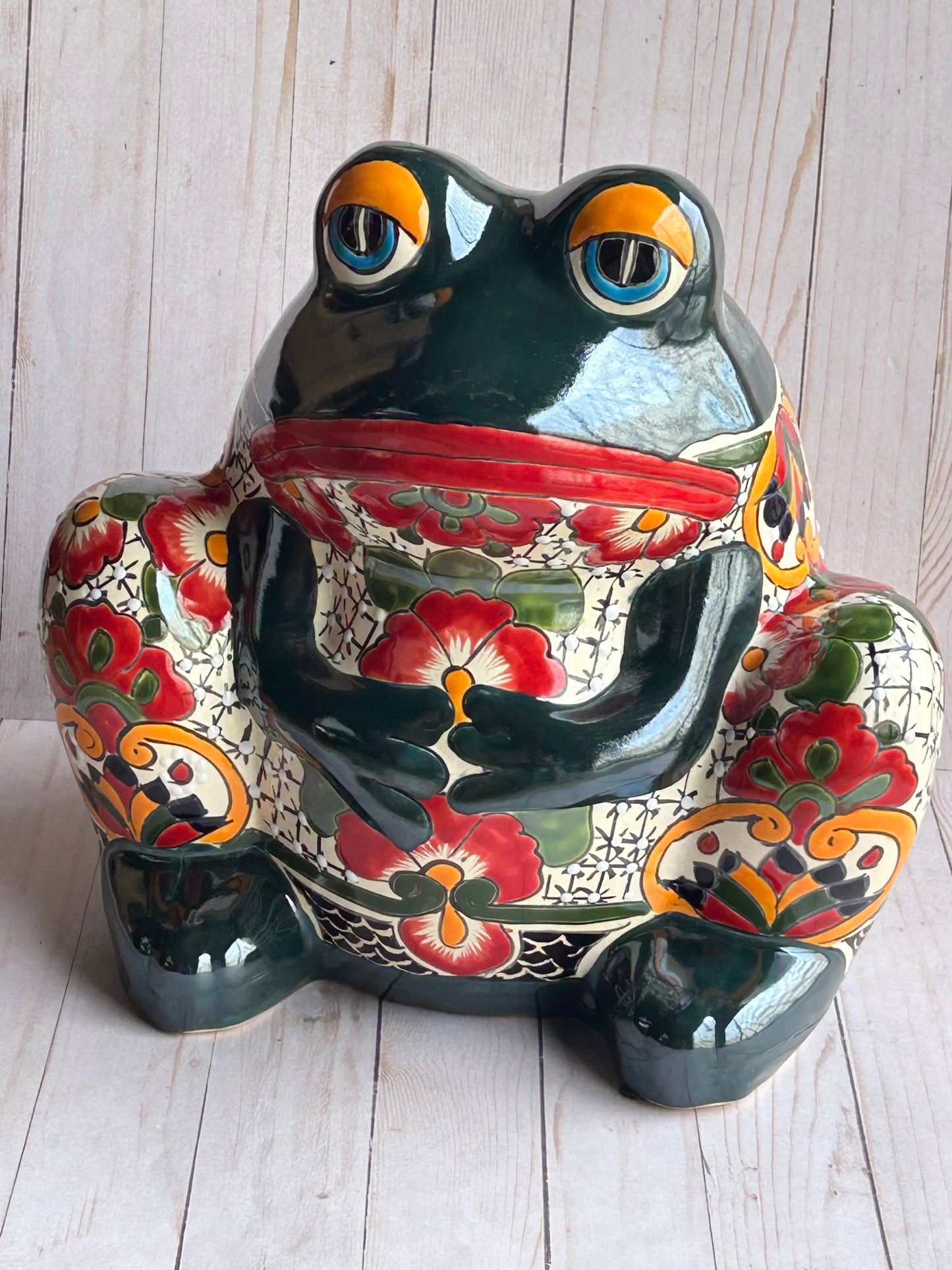 Beautiful Handmade Talavera Bullfrog Flower Planters