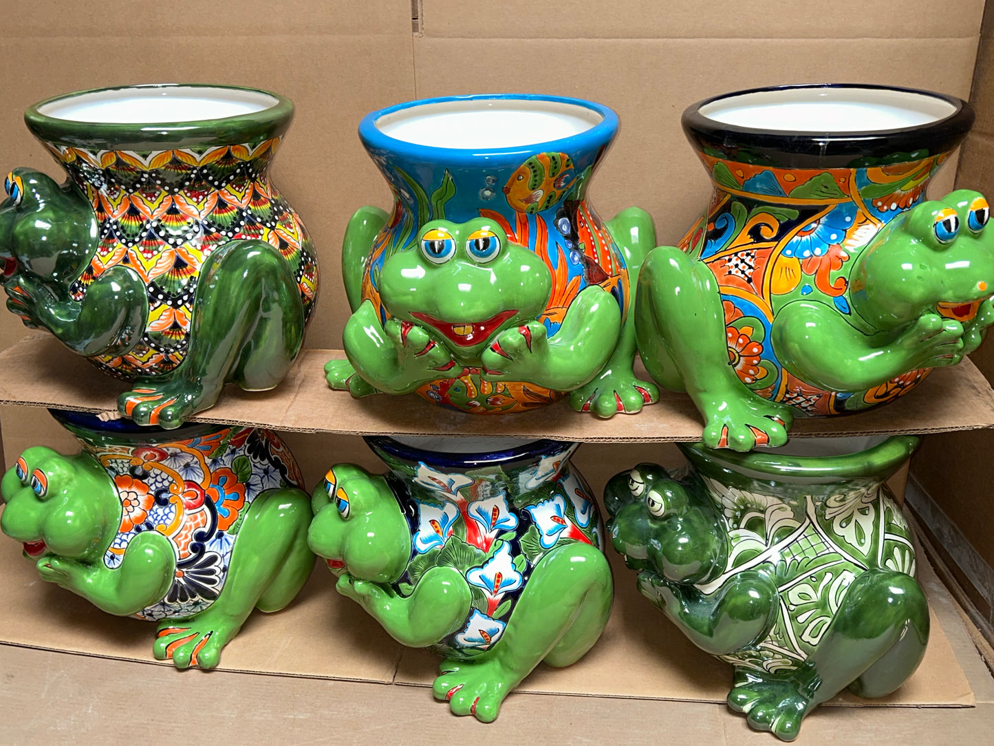 Talavera Frog Planter – Handmade Mexican Ceramic Frog Flower Pot
