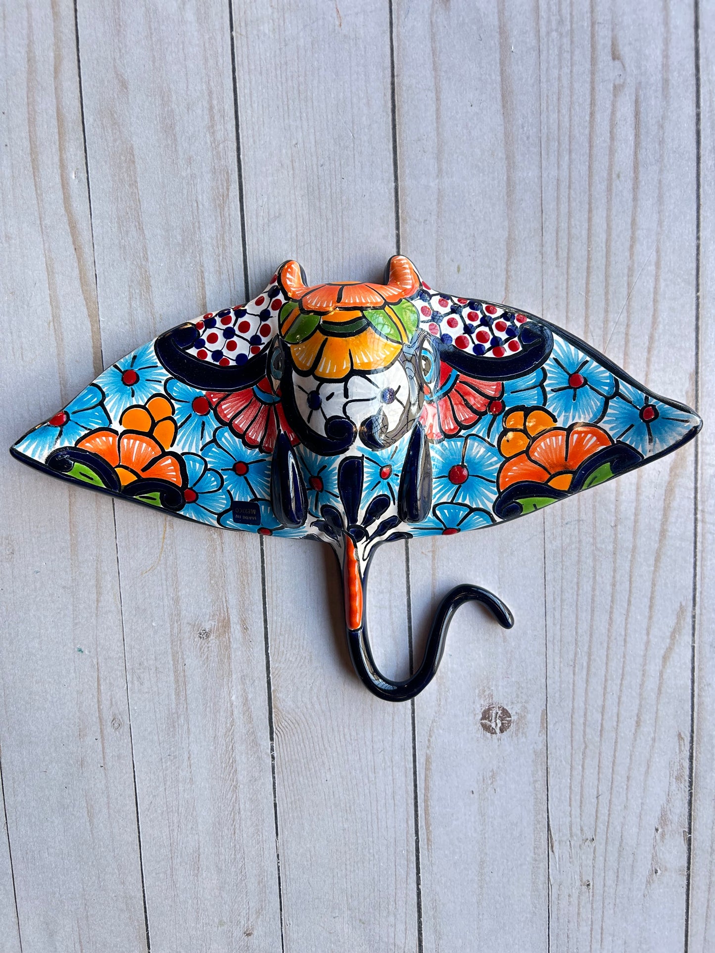 Handcrafted Talavera Ceramic Sculptures Hanging Manta Ray