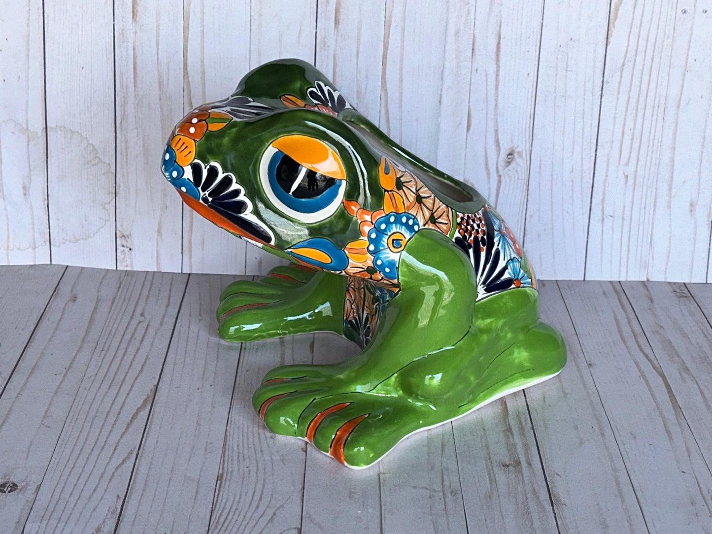Talavera Flower Planter Frog