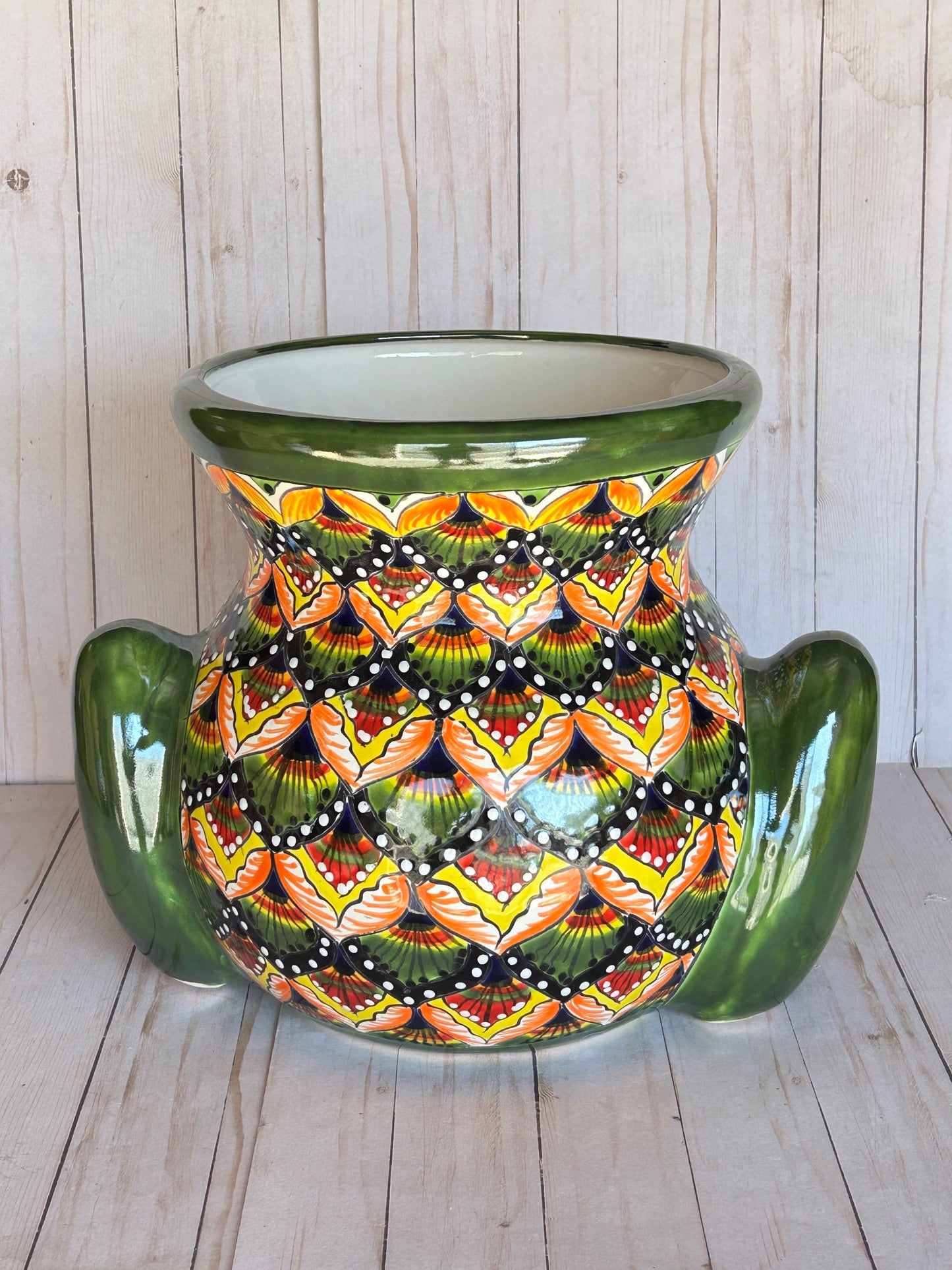Talavera Frog Planter – Handmade Mexican Ceramic Frog Flower Pot
