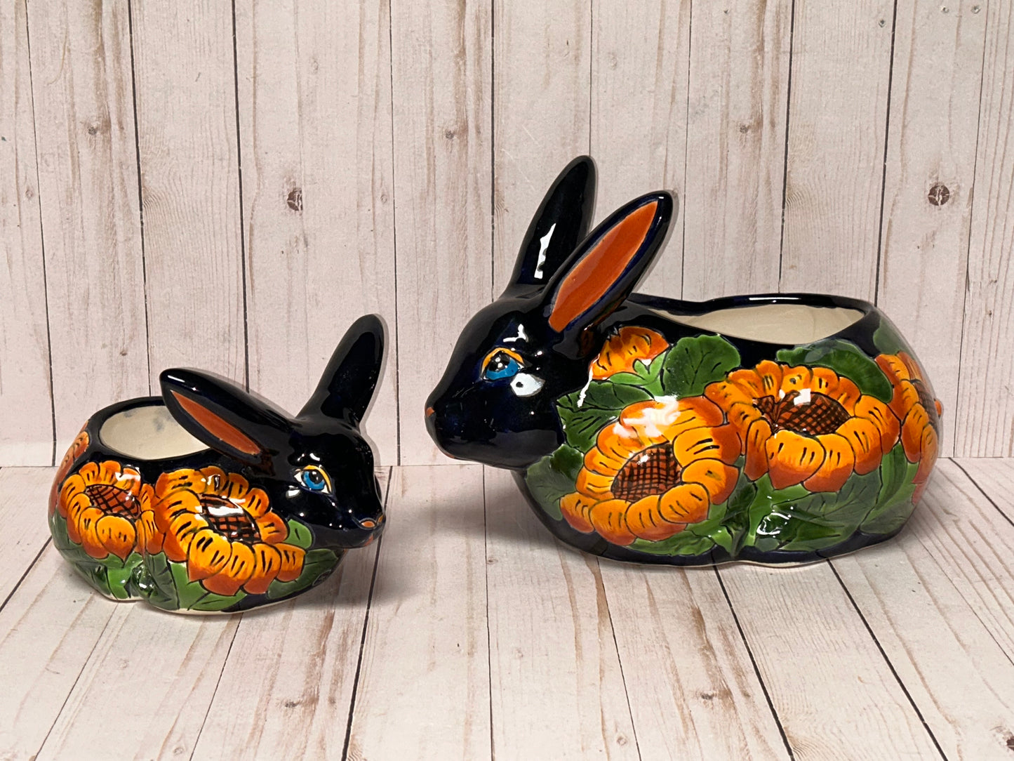HANDCRAFTED TALAVERA RABBITS FLOWERPOTS
