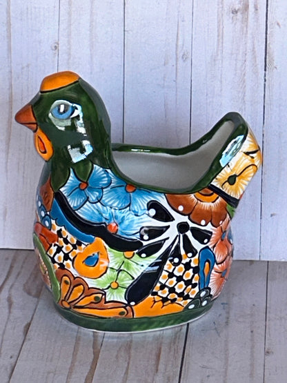 Colorful Talavera Chicken Planters