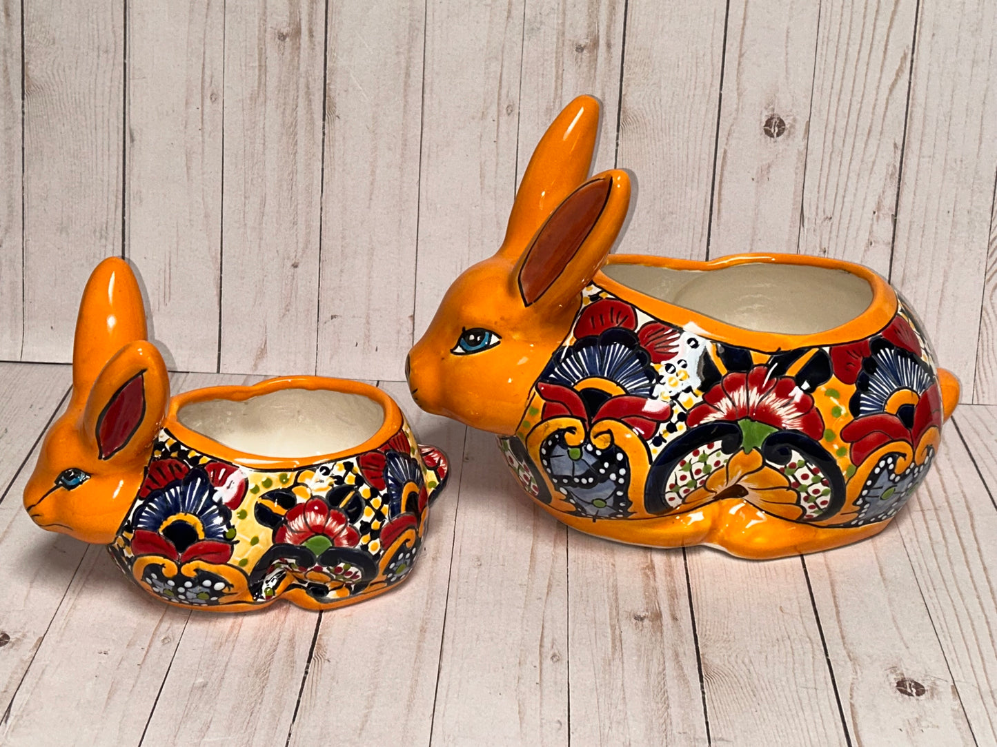 HANDCRAFTED TALAVERA RABBITS FLOWERPOTS