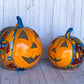 Hand-Painted Talavera Ceramic Pumpkin: Floral Jack-o'-Lantern Decor