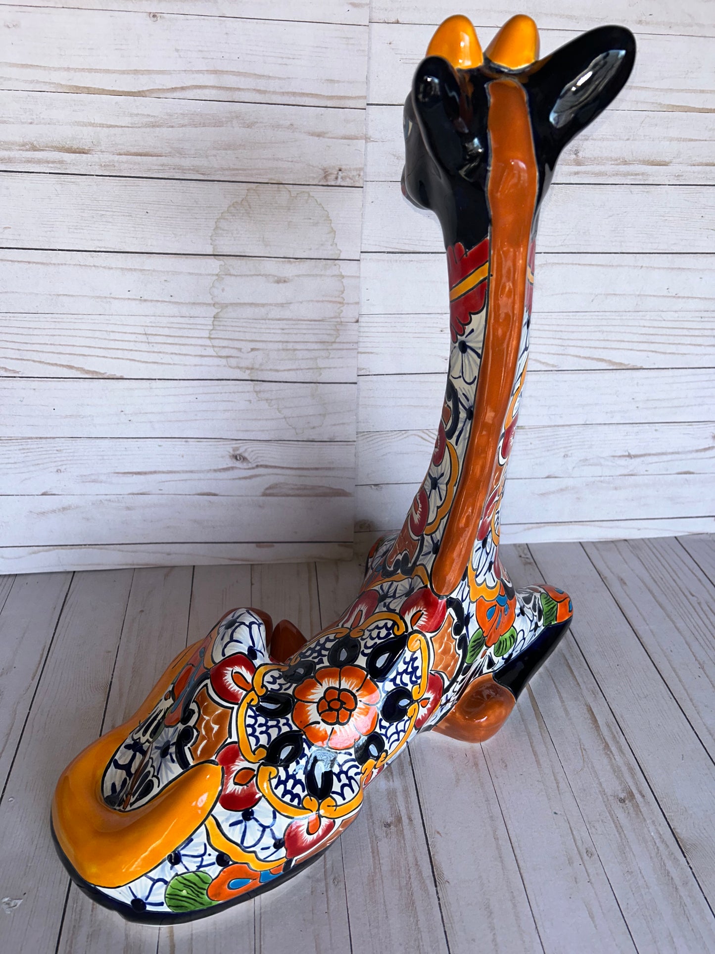 Hand-Painted Talavera Giraffe – Mexican Folk Art Ceramic Figurine