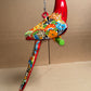 Mexican Talavera Ceramic. Hanging Parrot Red Background Classic Puebla