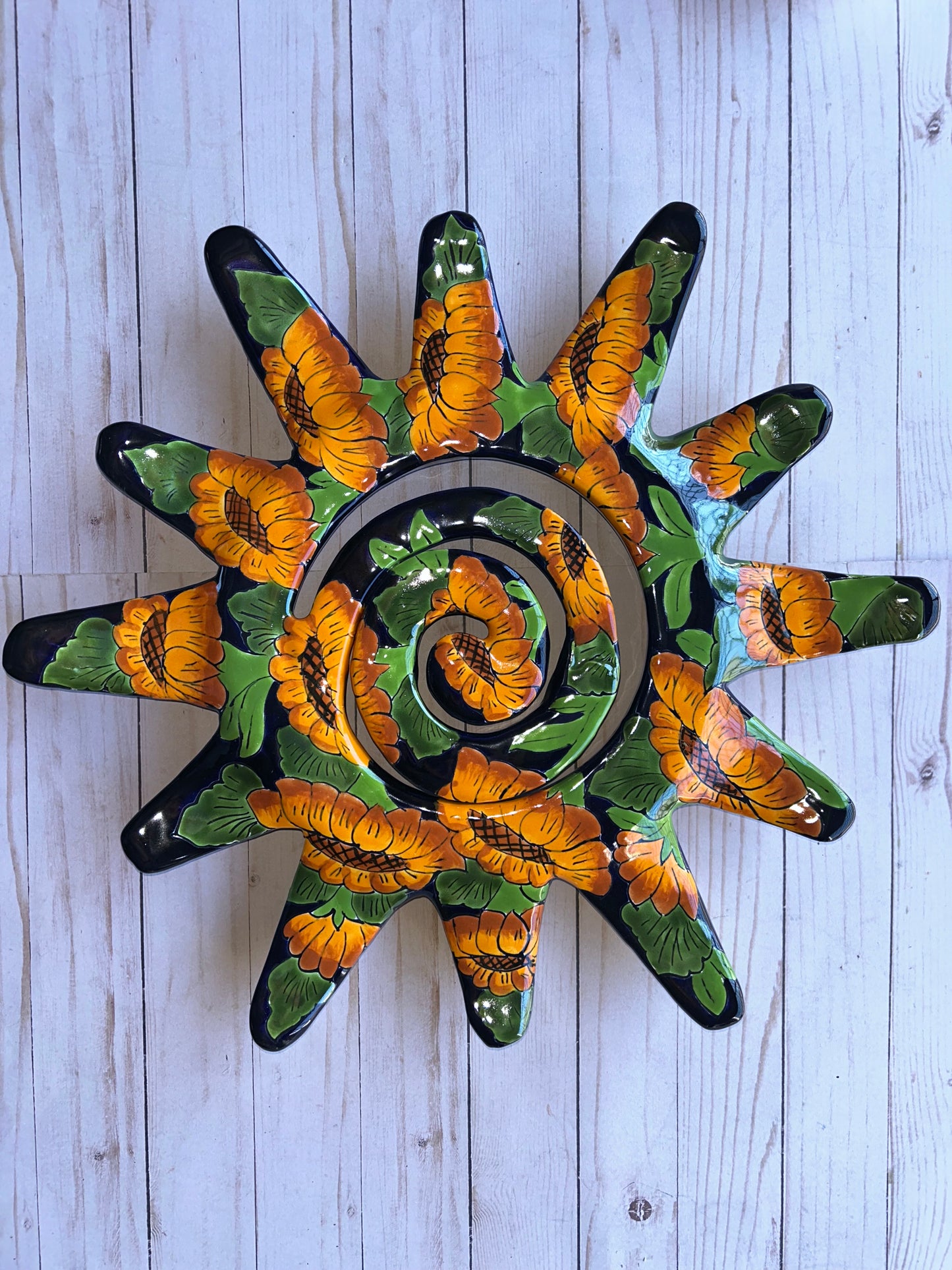 Bright Spiral Sun Talavera Ceramic