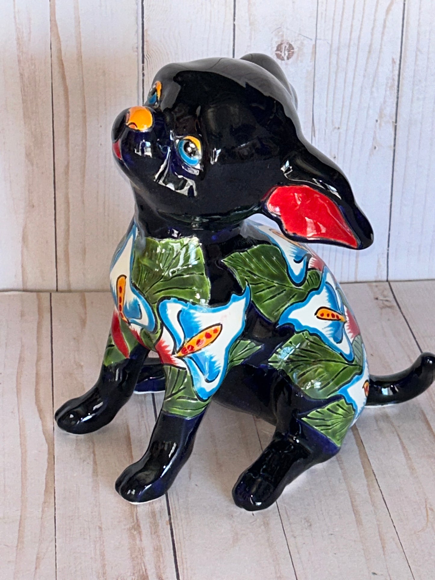 Sitting Handmade Talavera Chihuahua Figurines – Colorful Mexican Pottery Puppies