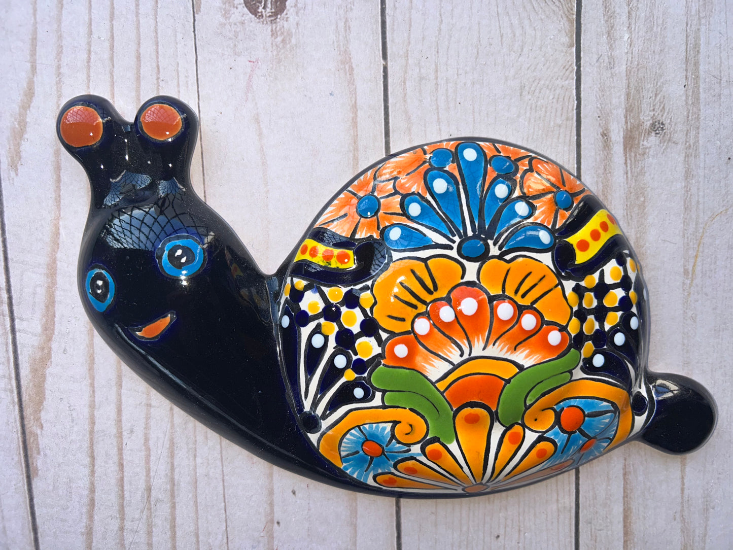 Hand-Painted Talavera Wall Snail Figurines