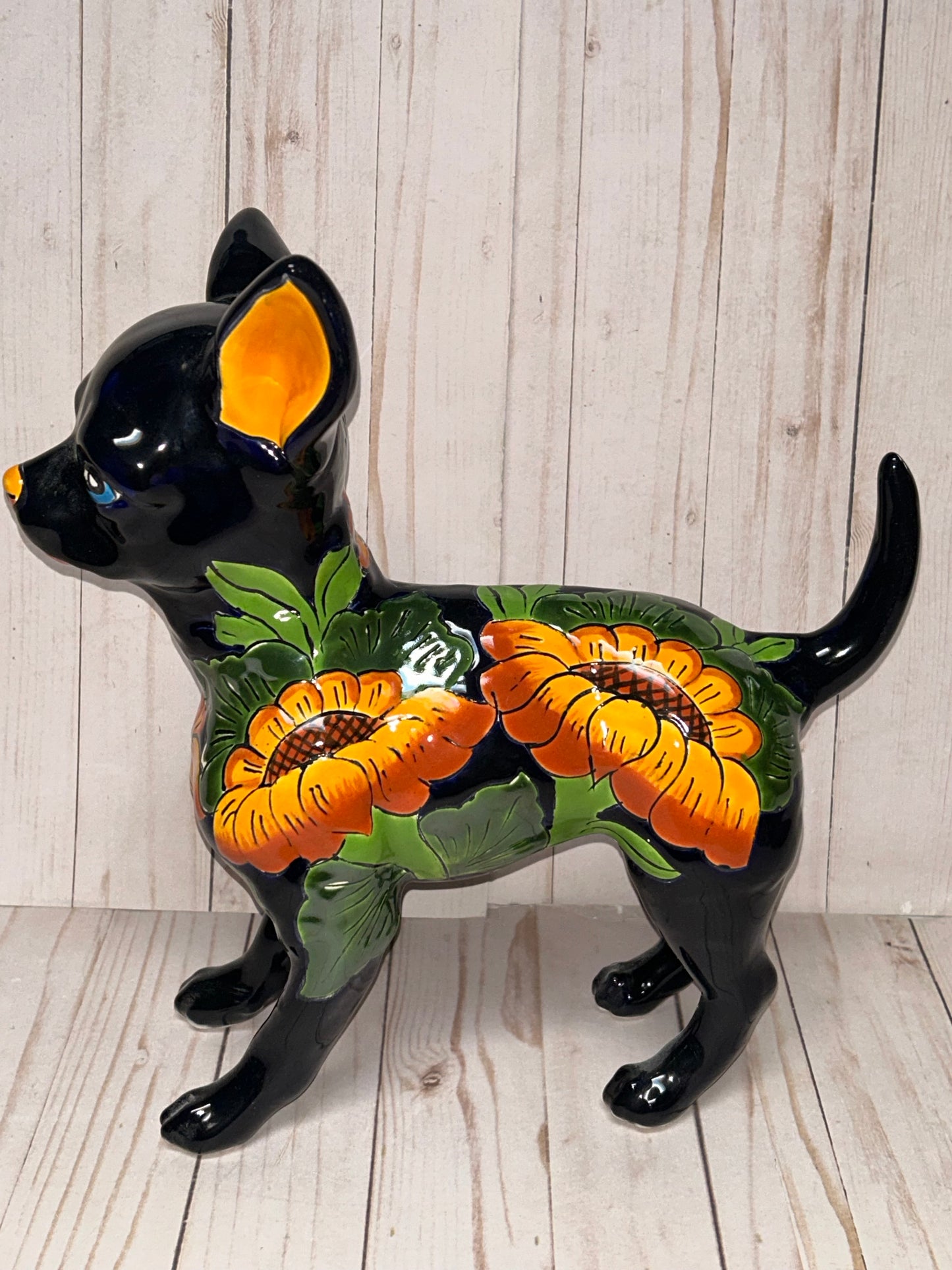 Adorable Large Talavera 13" Tall Ceramic Standing Chihuahua Dog