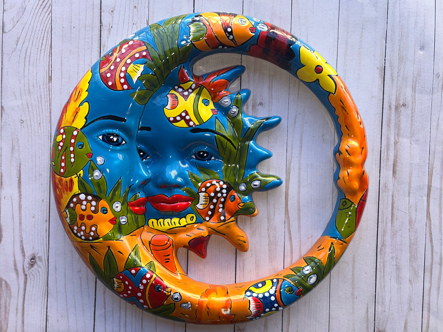 Large Mexican Talavera Hanging Eclipses