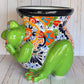 Talavera Frog Planter – Handmade Mexican Ceramic Frog Flower Pot