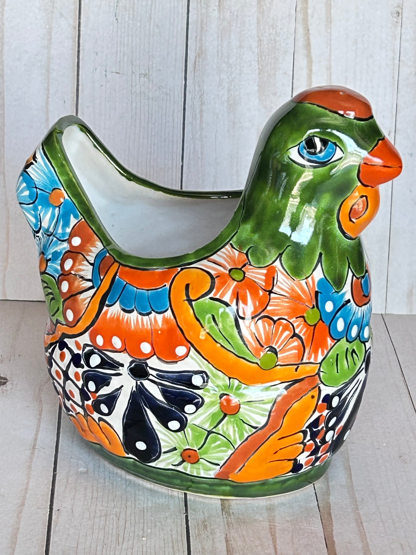 Handmade Talavera Ceramic Chicken Planters