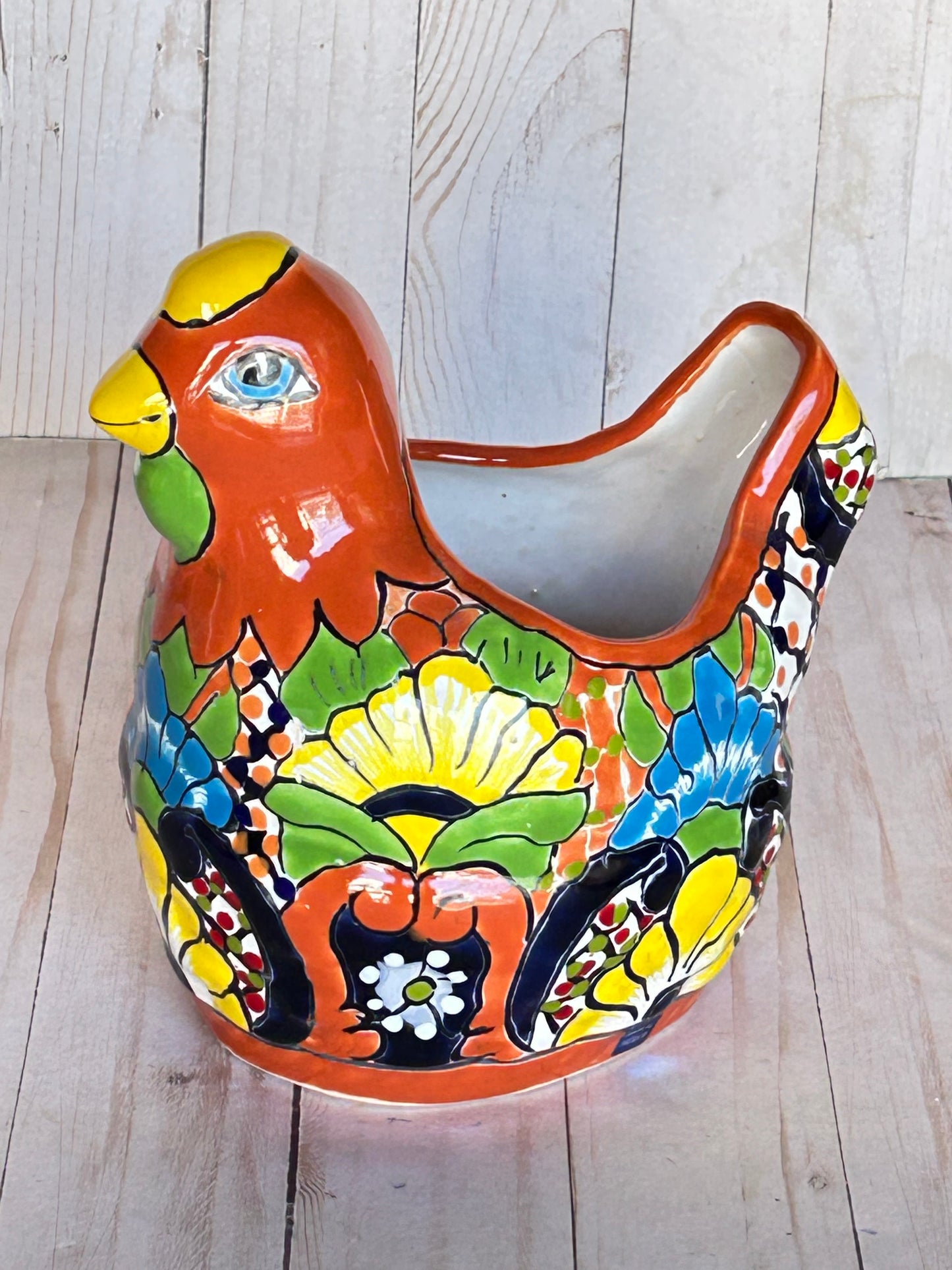 Handmade Talavera Ceramic Chicken Planters