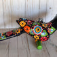 Hanging Ceramic Parrot: Mexican Folk Art, Floral Pattern, Cobalt Blue Background