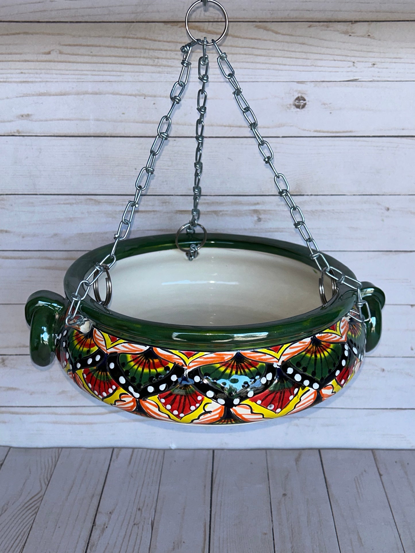 Hanging Talavera Pots With Chains.