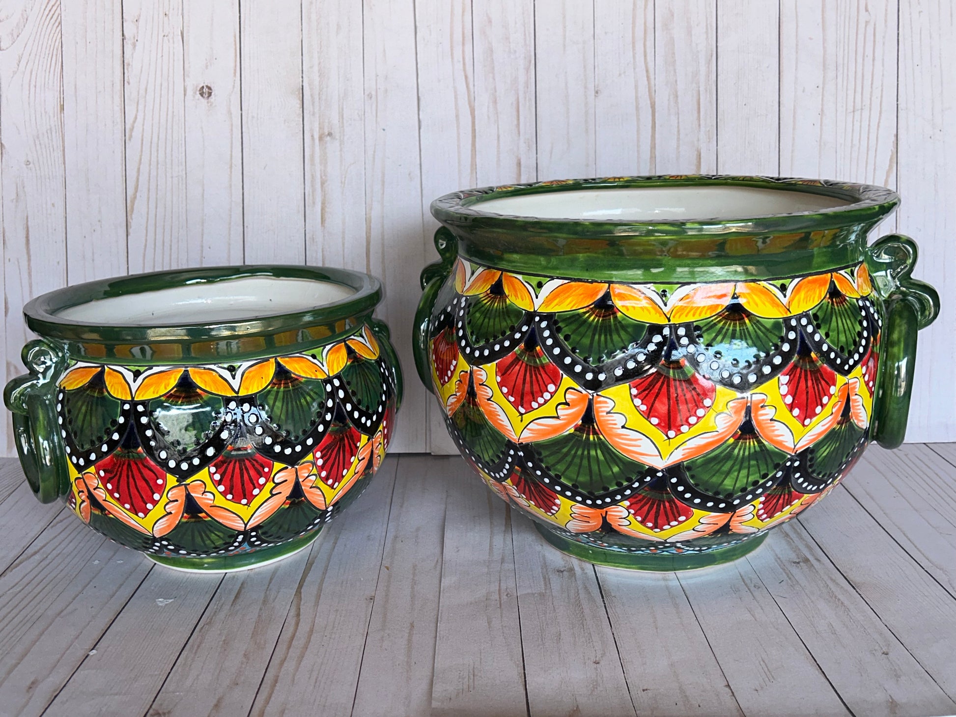 mexican pots for plants near me TALAVERA FLOWER PLANTERS – Sol de Mexico Imports