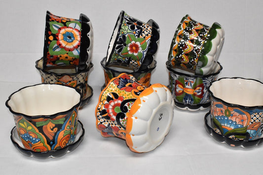 Small Talavera Planters with Saucer Plate Attached