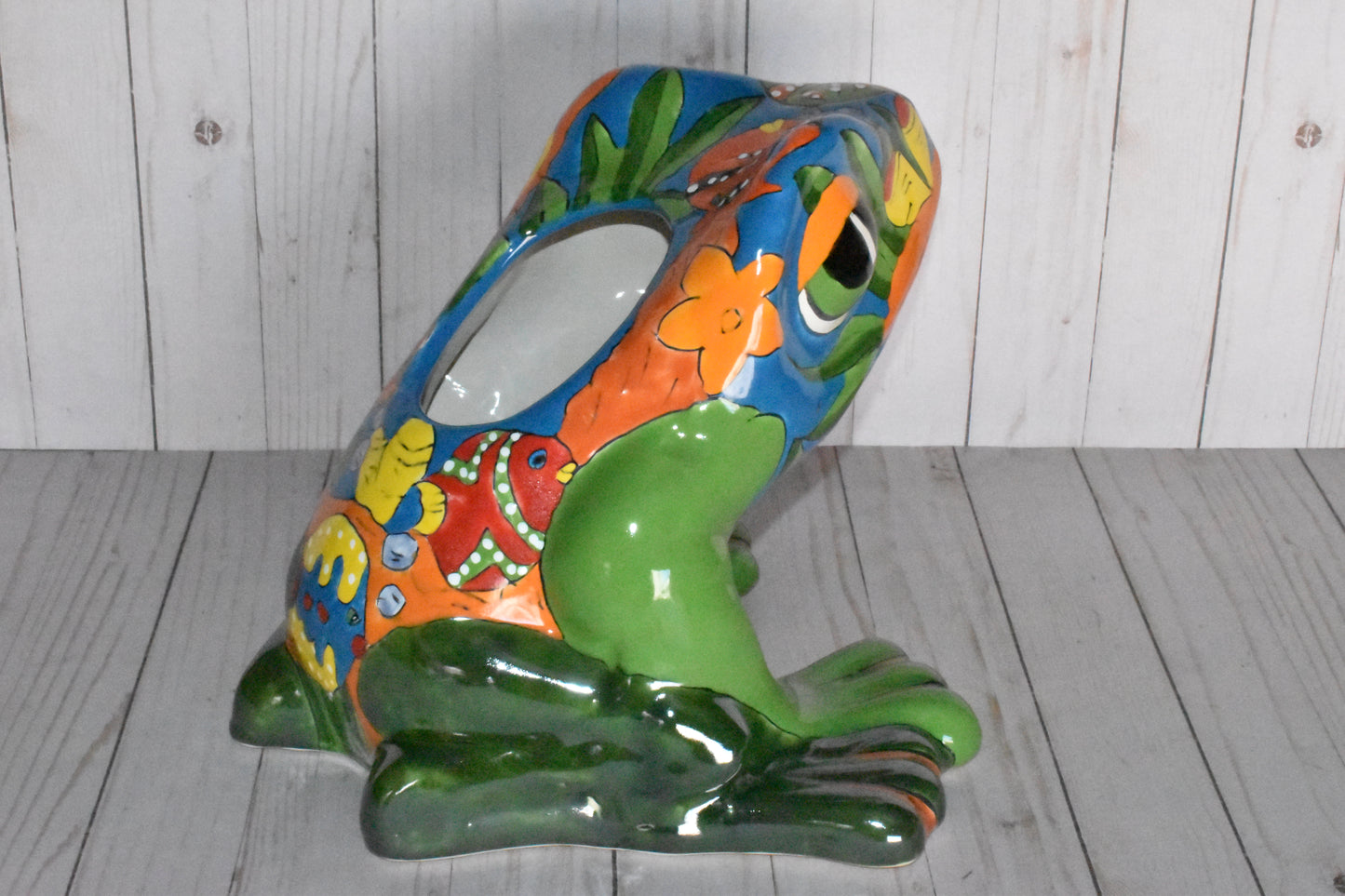 Talavera Flower Planter Frog
