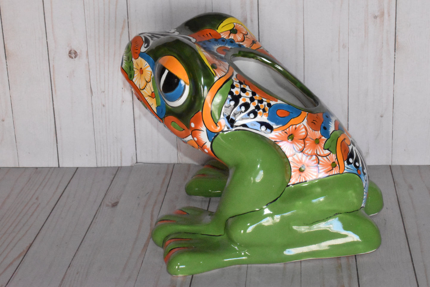 Talavera Flower Planter Frog