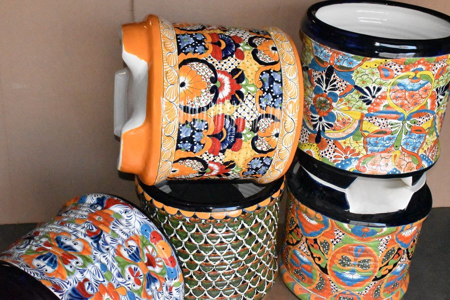 Jumbo Extra Large Round Handcrafted Talavera Flower Planters