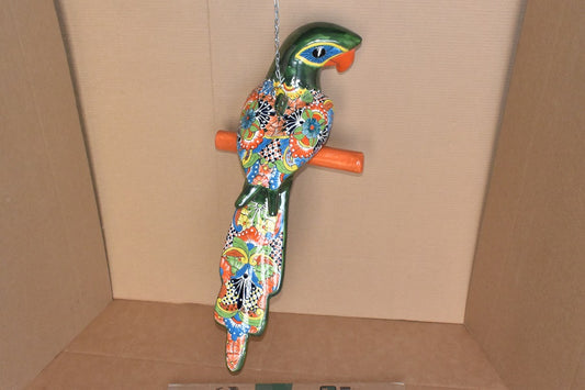 Jumbo XXLG Hanging Talavera Parrot in Puebla Pattern