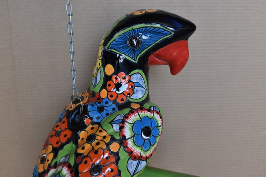 Jumbo XXLG Hanging Talavera Parrot in Flowers Pattern