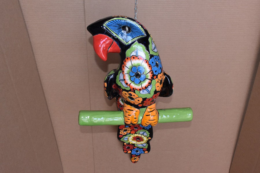 Jumbo XXLG Hanging Talavera Parrot in Flowers Pattern