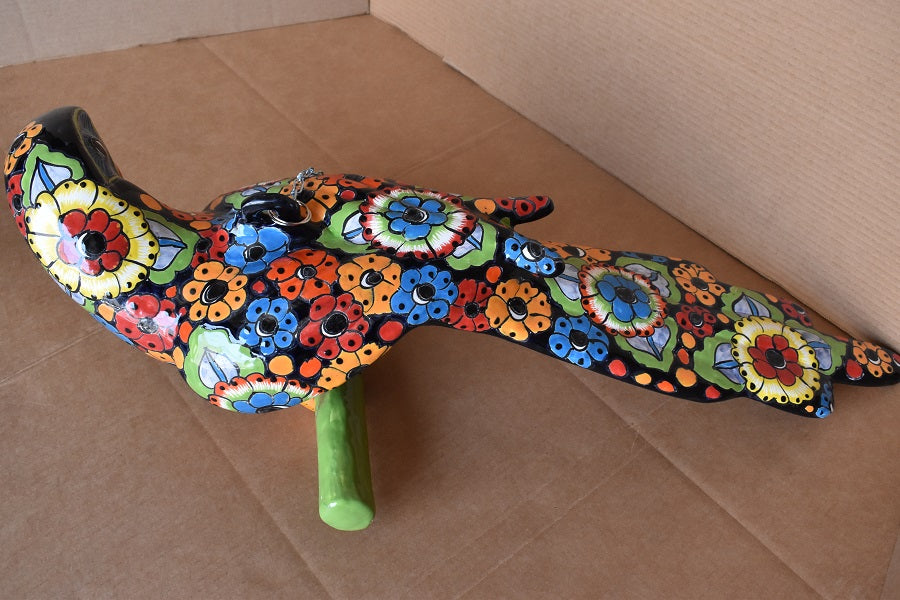 Jumbo XXLG Hanging Talavera Parrot in Flowers Pattern