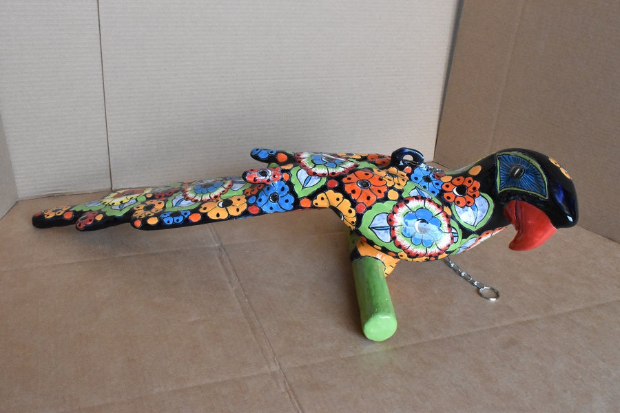 Jumbo XXLG Hanging Talavera Parrot in Flowers Pattern